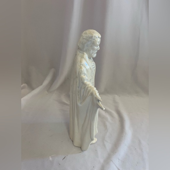 Ivory Ceramic Monk Sculpture - Picture 2 of 8